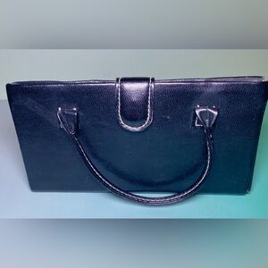 Vintage Black Eyeglass Case with Mirror & Cloth Soft Lined Interior,p